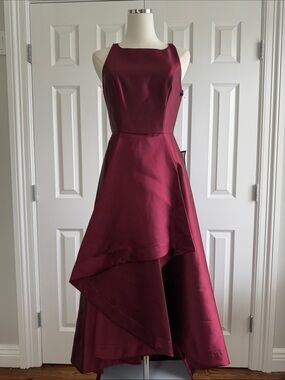 NWT Adrianna Papell Hi-Low Sleeveless Dress Burgundy Wedding Guest 2